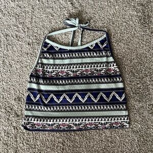 Patterned Halter Top🩷🩵💙